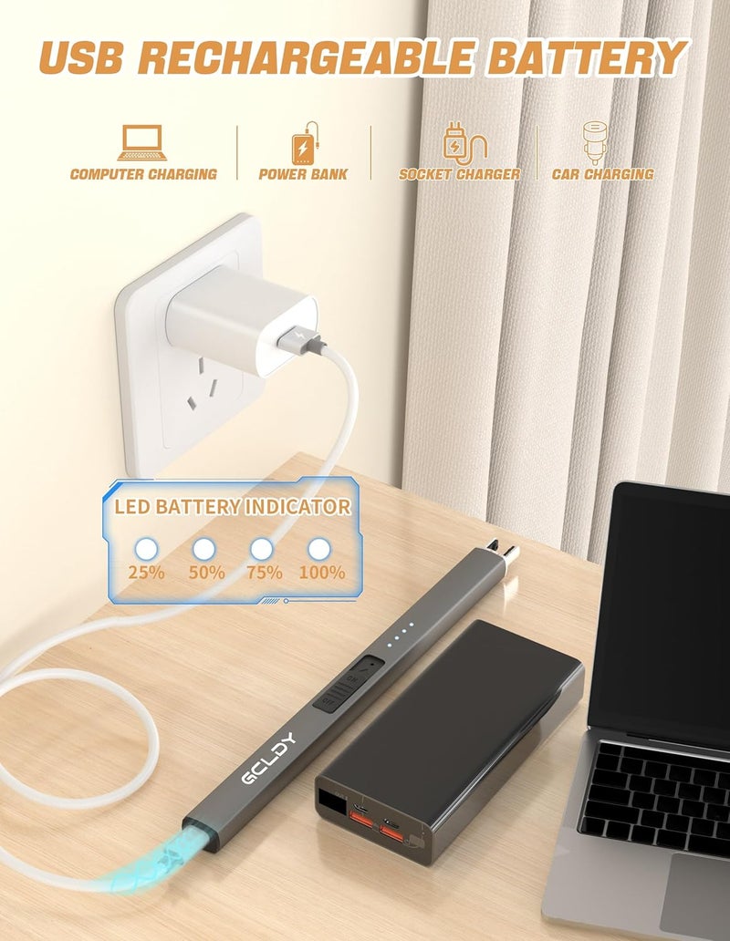 Gcldy ولاعة شموع كهربائية، هدايا لها/له، ولاعة طويلة قابلة لإعادة الشحن USB مقاومة للرياح للشمع، أفضل هدايا عيد الميلاد 2025، هدية عيد ميلاد للنساء والرجال والأمهات والزوجات والأخوات، هدية للأخت - Image 3